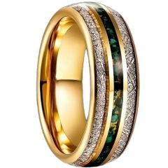 ***COI Gold Tone Titanium Meteorite & Crushed Opal Dome Court Ring-01582A