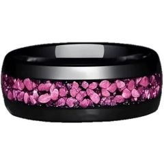 ***COI Black Titanium Created Pink Sapphire Dome Court Ring-01583A