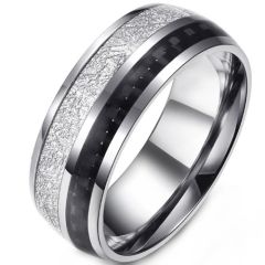 ***COI Titanium Meteorite & Carbon Fiber Dome Court Ring-01589A