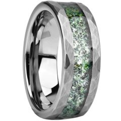 ***COI Tungsten Carbide Faceted Ring With Meteorite-01599A