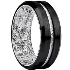 ***COI Black Titanium Meteorite Beveled Edges Ring-01601A