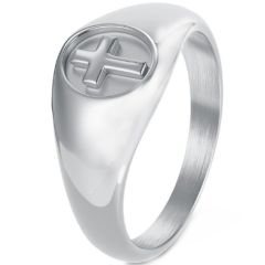 ***COI Titanium Black/Gold Tone/Silver Cross Ring-01624A