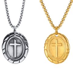 ***COI Titanium Black Silver/Gold Tone Cross Pendant-01626A