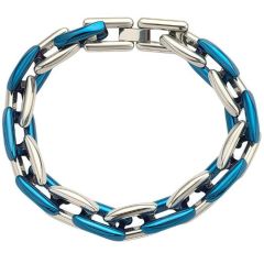 ***COI Titanium Blue Silver Bracelet With Steel Clasp(Length: 8.27 inches)-01648A