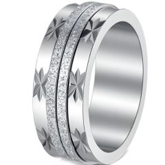 ***COI Titanium Sandblasted Rotating Ring With Stars-01653A