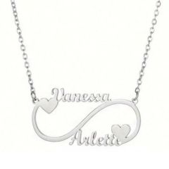 ***COI Titanium Gold Tone/Silver Custom Names Necklace(Length: 19.68 inches)-01673A