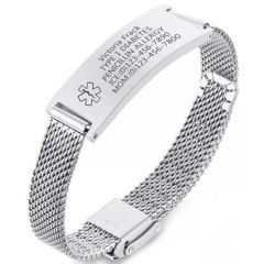 ***COI Titanium Black/Gold Tone/Silver/Rose Medical Alert Bracelet With Steel Clasp(Length: 8.27 inches) -01676A