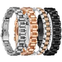 ***COI Titanium Black/Rose/Silver Bracelet With Steel Clasp(Length: 8.27 inches) -01687A