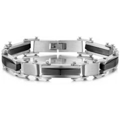 ***COI Titanium Black/Gold Tone Silver Bracelet With Steel Clasp(Length: 8.46 inches) -01705A