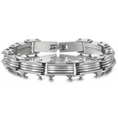***COI Titanium Black/Gold Tone/Silver Silver Bracelet With Steel Clasp(Length: 7.87 inches) -01706A