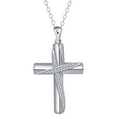 ***COI Titanium Cross Pendant With Cubic Zirconia-01715A