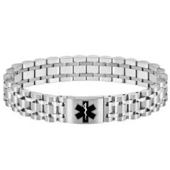 ***COI Titanium Gold Tone/Silver Medical Alert Bracelet With Steel Clasp(Length: 8.66 inches) -01721A
