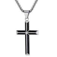 ***COI Titanium Black Gold Tone/Silver Cross Pendant-01752A