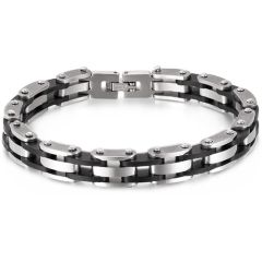 ***COI Titanium Black Silver Bracelet With Steel Clasp(Length: 8.46 inches)-01761A