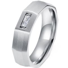 ***COI Titanium Gold Tone/Silver Ring With Cubic Zirconia-01863A