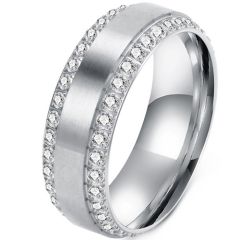 ***COI Titanium Gold Tone/Silver Ring With Cubic Zirconia-01864A