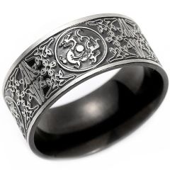 ***COI Titanium Black/Gold Tone Dragon Celtic Ring-01866A