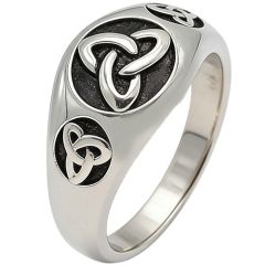 ***COI Titanium Black Silver Trinity Knots Ring-01868A