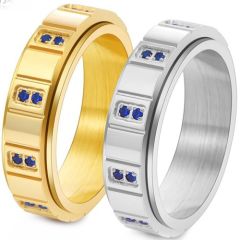 ***COI Titanium Gold Tone/Silver Ring With Created Blue Sapphire/Red Ruby/Purple Amethyst/White Diamond-01869A