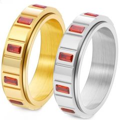 ***COI Titanium Gold Tone/Silver Ring With Created Blue Sapphire/Red Ruby/Purple Amethyst/White Diamond-01870A