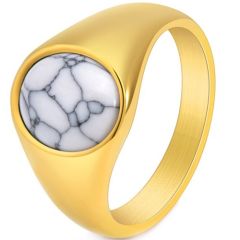 ***COI Titanium Gold Tone/Silver Ring With Turquoise-01883A