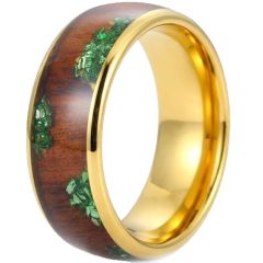 ***COI Gold Tone Titanium Abalone Shell & Koa Wood Dome Court Ring-01888A