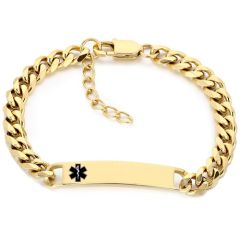 ***COI Titanium Gold Tone/Silver Medical Alert Bracelet With Steel Clasp(Length: 7.87 inches)-01892A