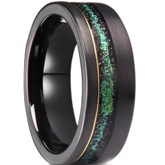***COI Tungsten Carbide Black Gold Tone Ring With Meteorite-01905A