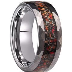 ***COI Tungsten Carbide Faceted Ring With Dinosaur Bone-01909A