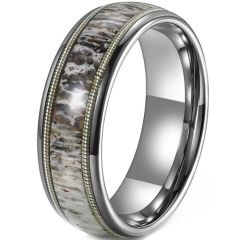 ***COI Tungsten Carbide Wire Ring With Deer Antler-01923A