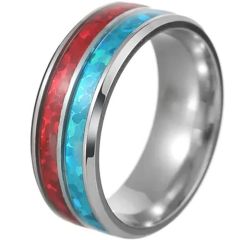 ***COI Tungsten Carbide Crushed Opal Ring-01937A
