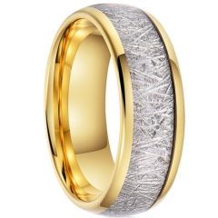 ***COI Gold Tone Tungsten Carbide Dome Court Ring With Meteorite-01940A