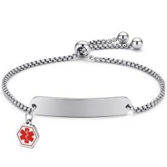 ***COI Titanium Gold Tone/Silver Medical Alert Bracelet With Steel Clasp(Length: 8.27 inches)-01945A