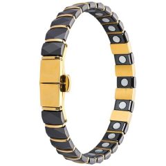 ***COI Gold Tone Titanium Black Ceramic Bracelet With Steel Clasp(Length: 8.46 inches)-01950A