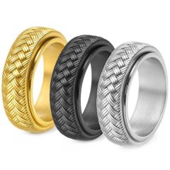 ***COI Titanium Black/Gold Tone/Silver Ring-01960A