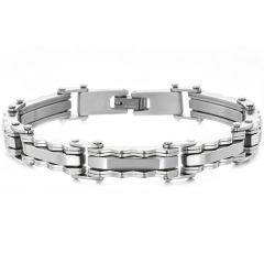 ***COI Titanium Silver/Gold Tone Silver Bracelet With Steel Clasp(Length: 8.85 inches)-01993A