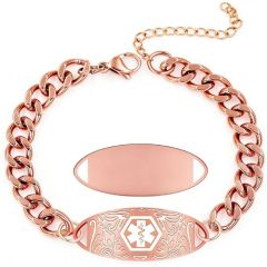 ***COI Titanium Rose/Gold Tone/Silver Medical Alert Bracelet With Steel Clasp(Length: 7.48 inches)-01997A