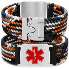 ***COI Titanium Medical Alert Cotton Bracelet With Steel Clasp(Length: 7.28 inches)-01999A