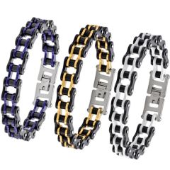 ***COI Titanium Black Blue/Gold Tone/White Bracelet With Steel Clasp(Length: 8.27 inches)-02017A