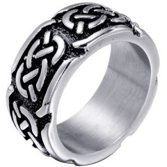 ****COI Titanium Black Gold Tone/Silver Celtic Ring-02026A