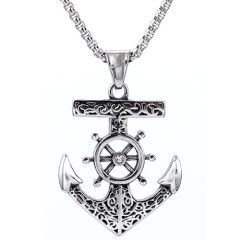 ****COI Titanium Black Silver Anchor Pendant-02032A