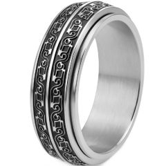 ****COI Titanium Black/Gold Tone/Silver Celtic Step Edges Ring-02070A