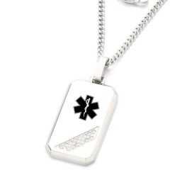 ****COI Titanium Black/Gold Tone/Silver Medical Alert Pendant With Cubic Zirconia-02075A