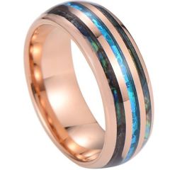 ****COI Rose Tungsten Carbide Abalone Shell & Crushed Opal Ring-02081A