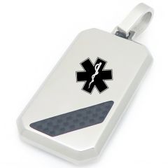 ****COI Titanium Gold Tone/Silver Carbon Fiber Medical Alert Pendant-02086A
