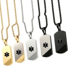 ****COI Titanium Silver/Gold Tone/Black Medical Alert Pendant-02087A
