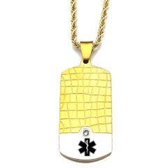 ****COI Titanium Black Silver/Gold Tone Silver Medical Alert Pendant With Cubic Zirconia-02089A