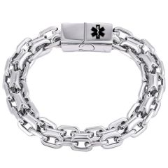 ****COI Titanium Black/Silver Medical Alert Bracelet With Steel Clasp(Length: 8.27 inches)-02091A