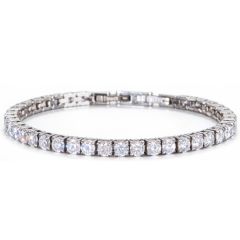 ****COI Titanium Gold Tone/Silver Cubic Zirconia Tennis Bracelet With Steel Clasp(Length: 8.27 inches)-02108A
