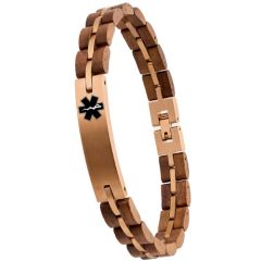****COI Rose Titanium Koa Wood Medical Alert Bracelet With Steel Clasp(Length: 8.66 inches)-02111A